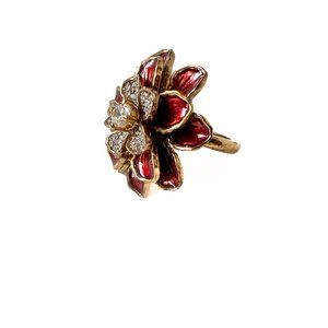 Juicy Couture Red Flower Enamel Ring